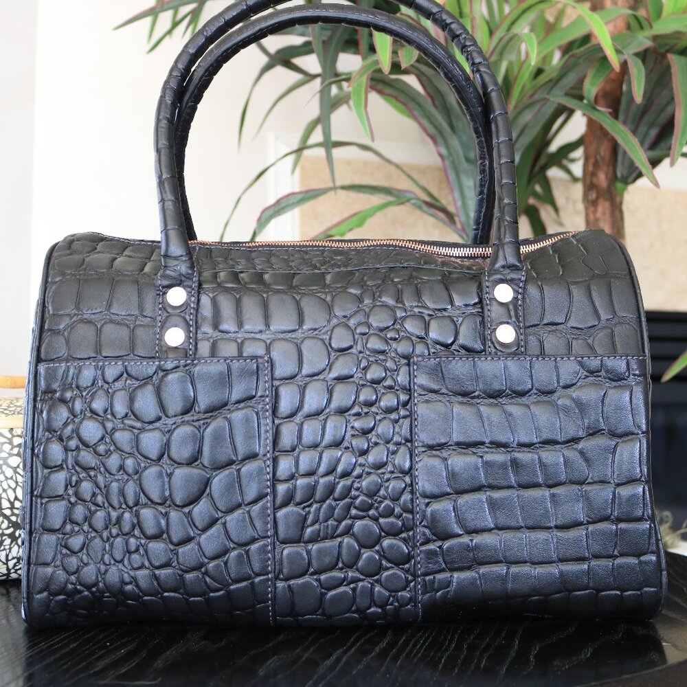 Ted Baker Black Crocodile Leather Shoulder Bag